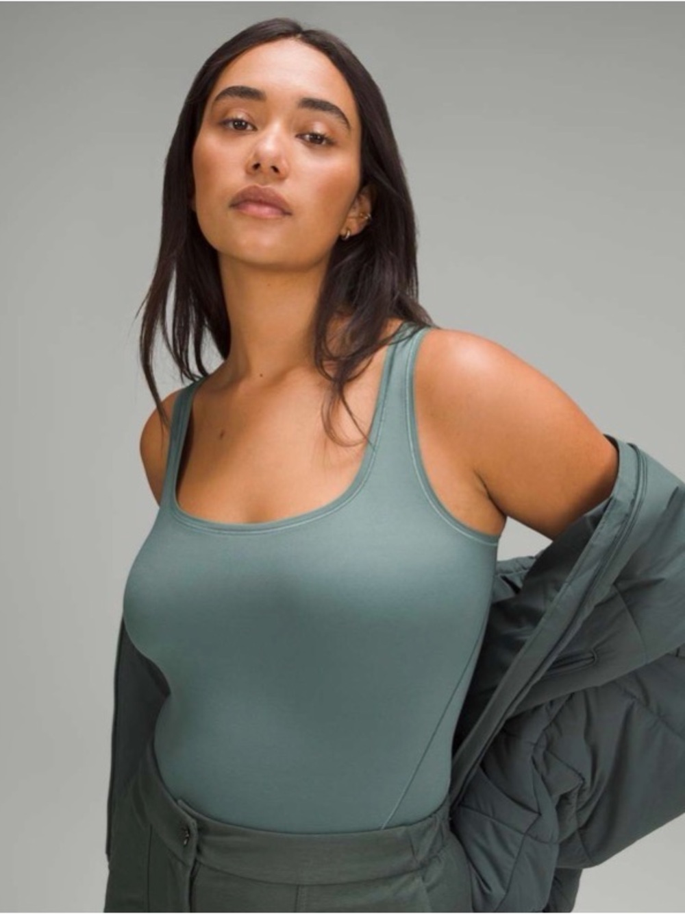 Lululemon Wundermost Nulu Square-Neck Sleeveless Bodysuit Forest size Small - Picture 2 of 6
